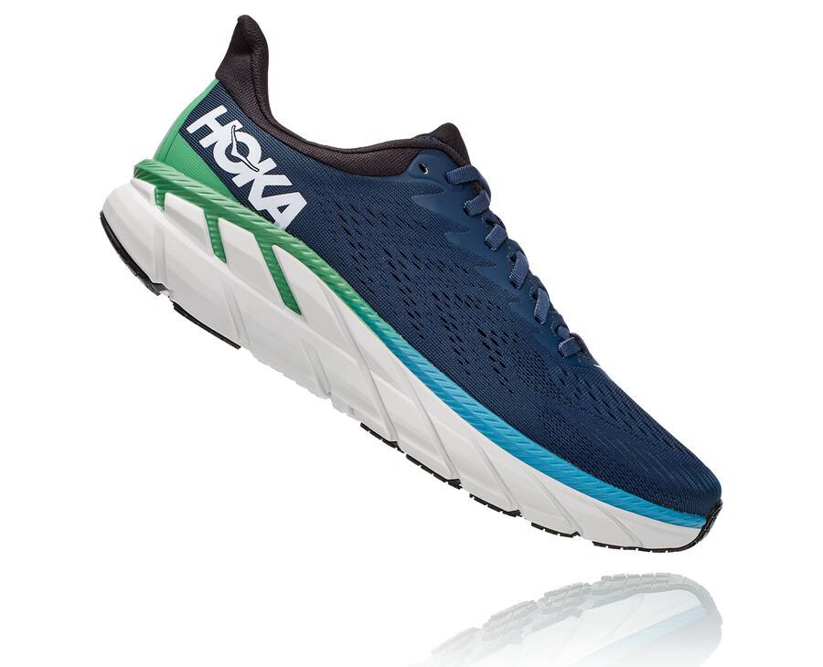 Running Shoes Mens - Hoka One One Clifton 7 - Navy - AILCUKJ-20